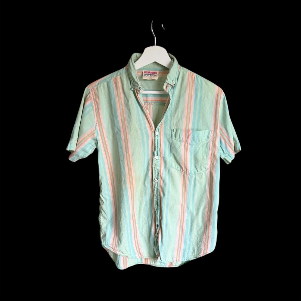 Women's Shah Safari Short Sleeve Button Up Striped Bundle 3 Lot Sz Small Vintage - Picture 2 of 11